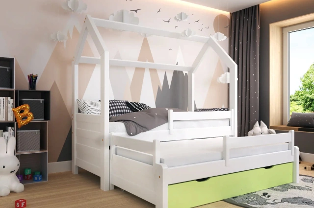 Hausbett, Ausziehbett, Kinderbett DUO PLUS HAUSE - Kubuk Moebel