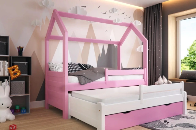 Hausbett, Ausziehbett, Kinderbett DUO PLUS HAUSE - Kubuk Moebel
