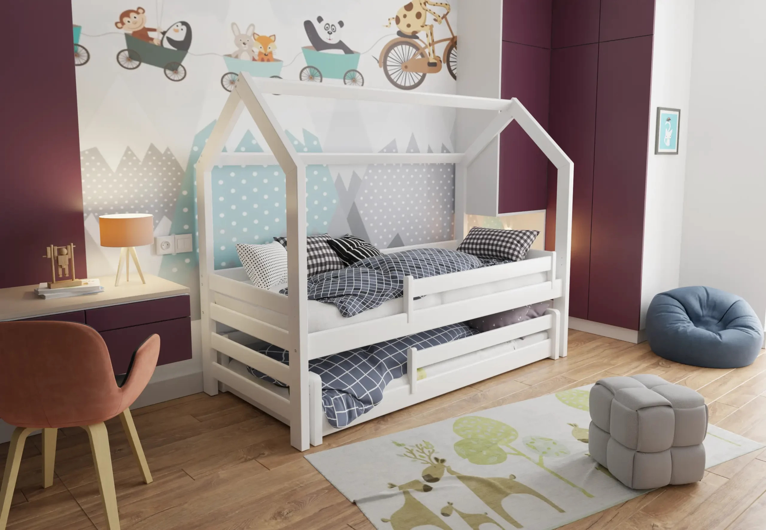 Hausbett, Ausziehbett, Kinderbett DUO MAX HAUS - Kubuk Moebel