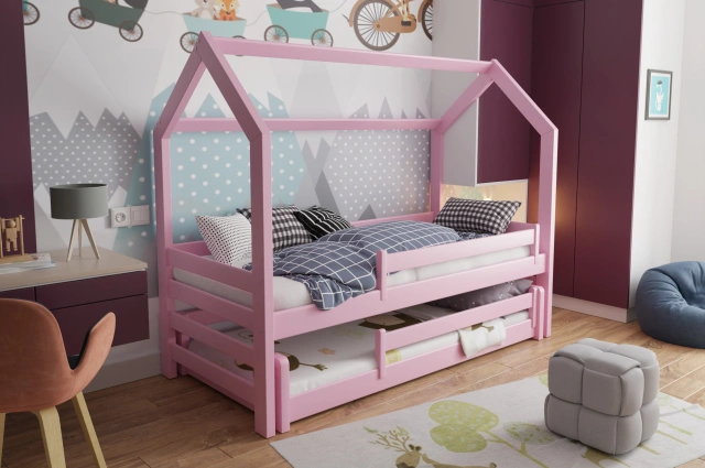Hausbett, Ausziehbett, Kinderbett DUO MAX HAUS - Kubuk Moebel