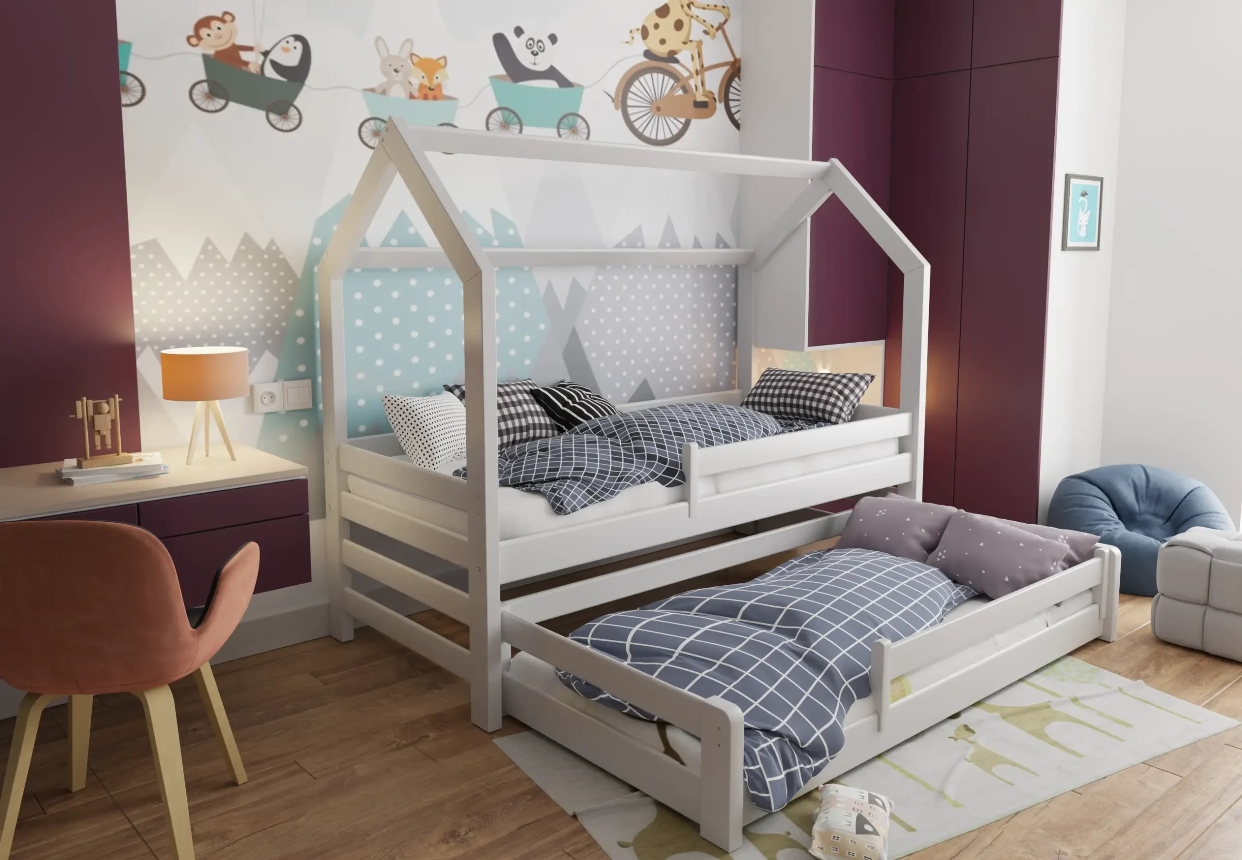 Hausbett, Ausziehbett, Kinderbett DUO MAX HAUS - Kubuk Moebel