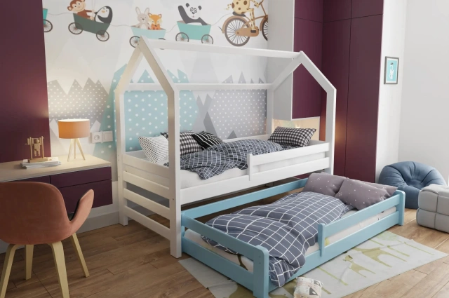 Hausbett, Ausziehbett, Kinderbett DUO MAX HAUS - Kubuk Moebel