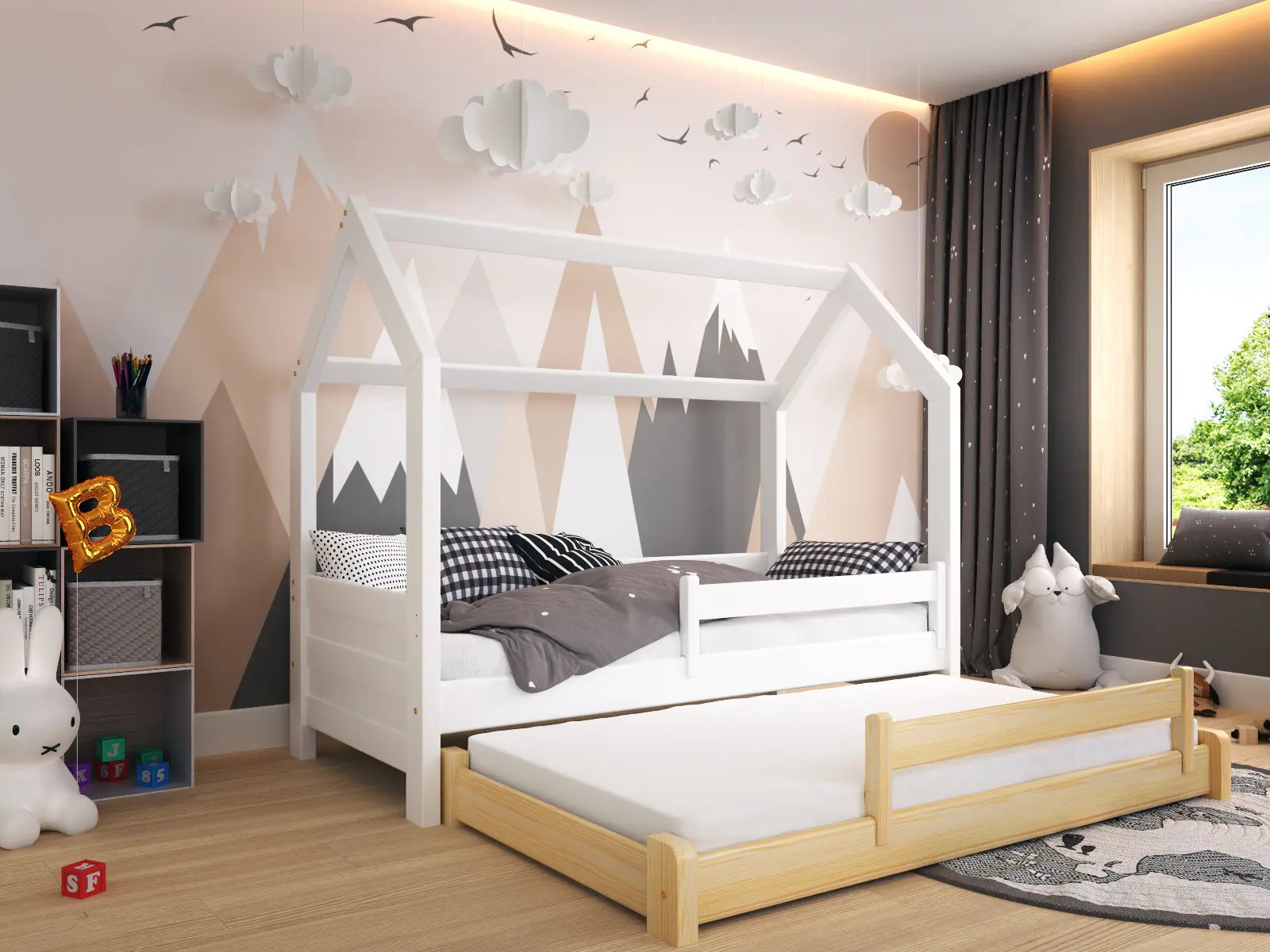 Hausbett, Ausziehbett, Kinderbett DUO HAUSE - Kubuk Moebel