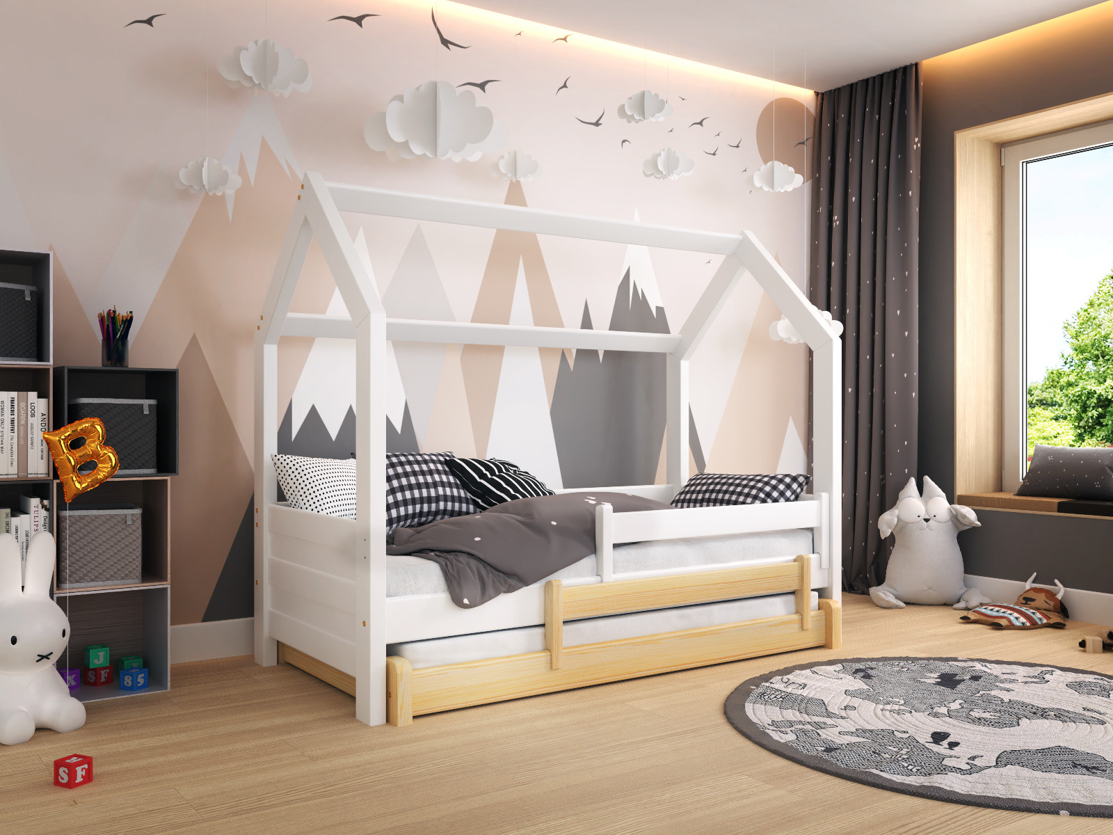 Hausbett, Ausziehbett, Kinderbett DUO HAUSE - Kubuk Moebel