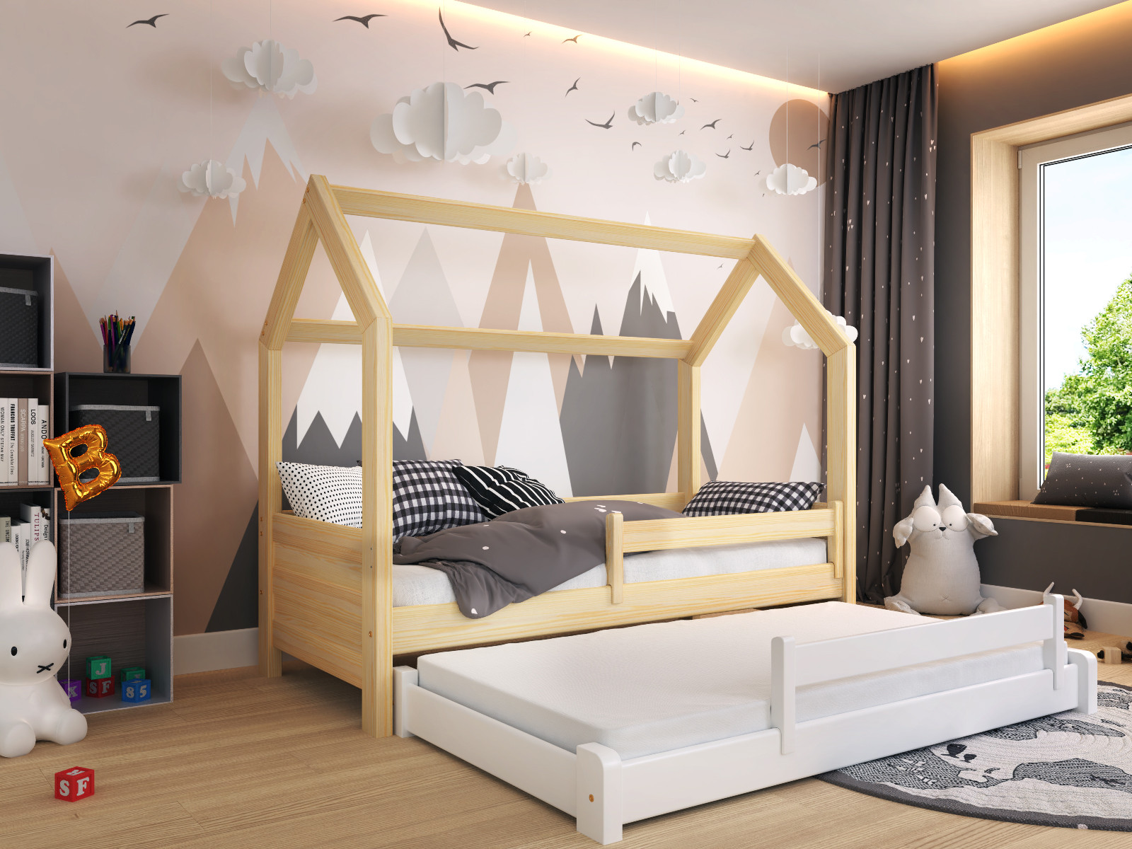 Hausbett, Ausziehbett, Kinderbett DUO HAUSE - Kubuk Moebel