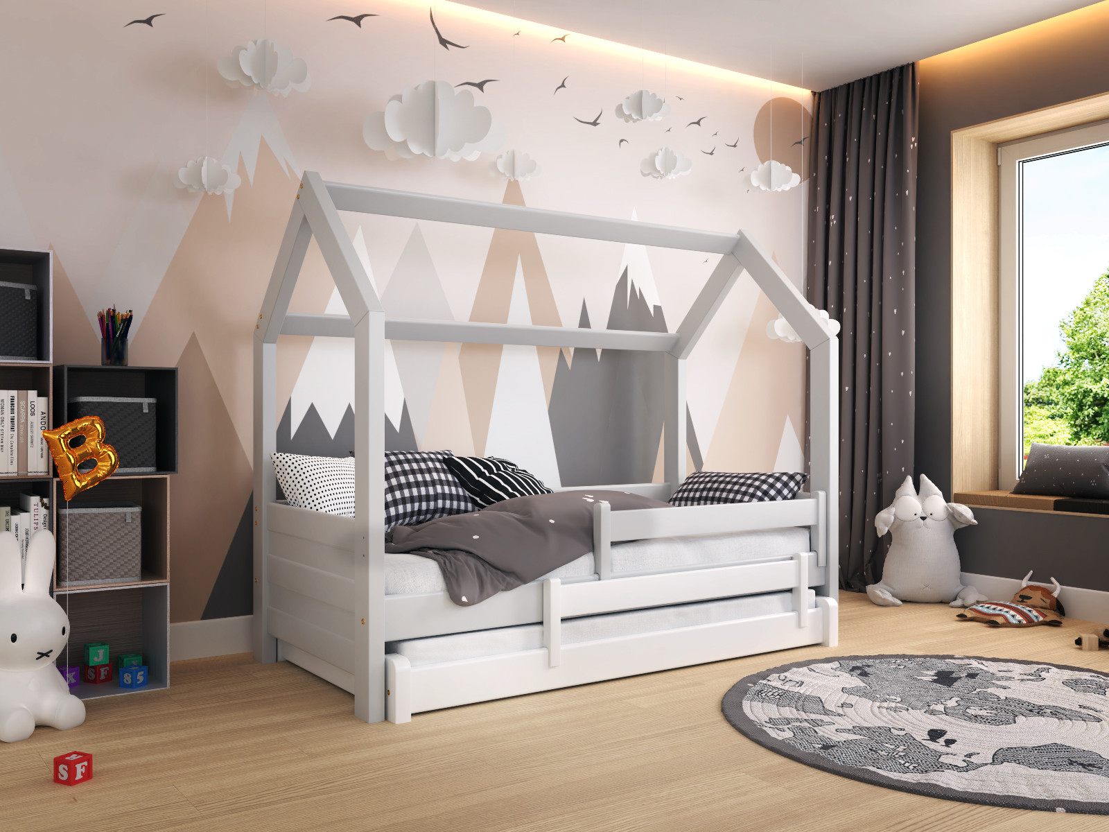 Hausbett, Ausziehbett, Kinderbett DUO HAUSE - Kubuk Moebel