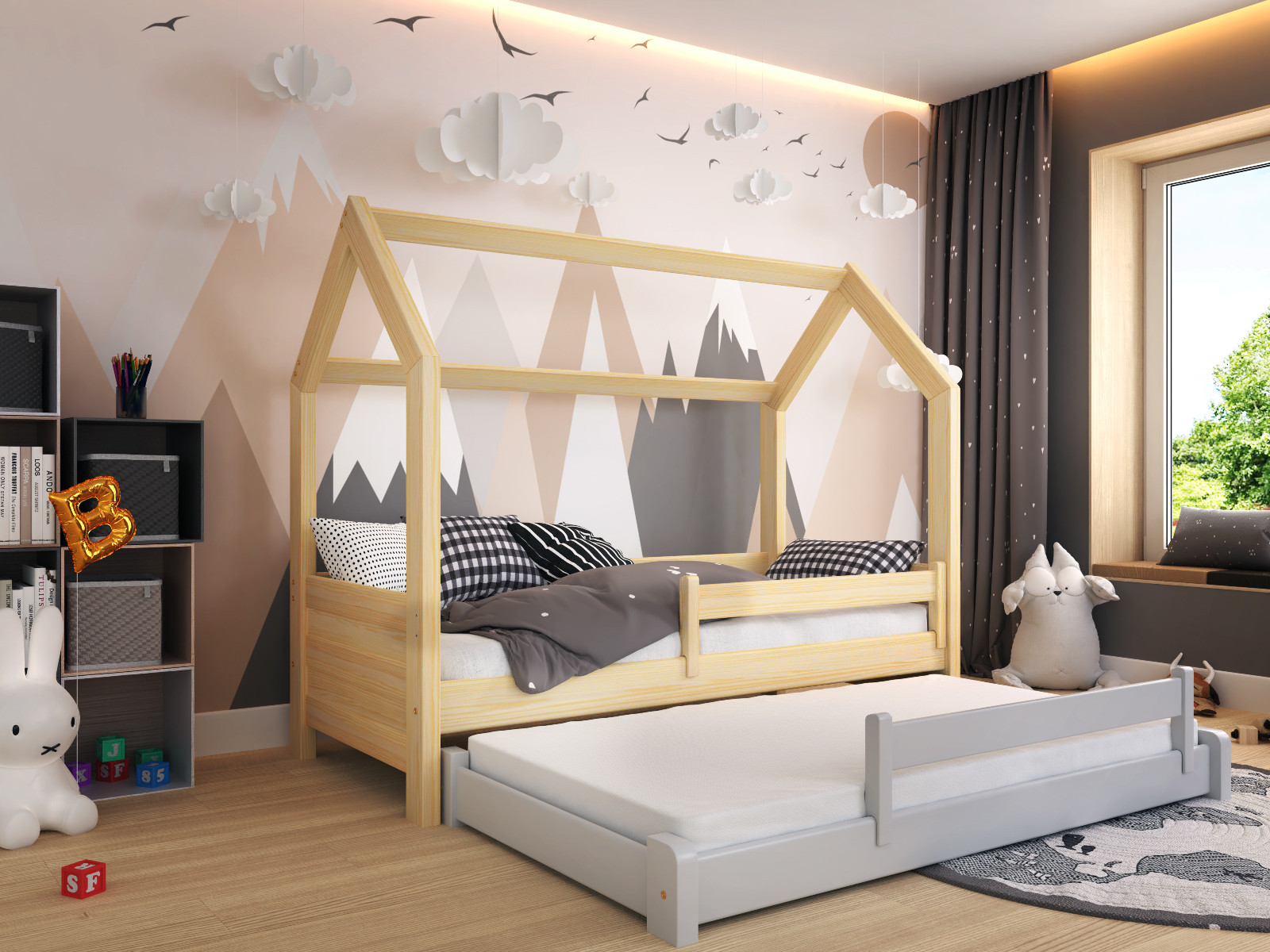 Hausbett, Ausziehbett, Kinderbett DUO HAUSE - Kubuk Moebel