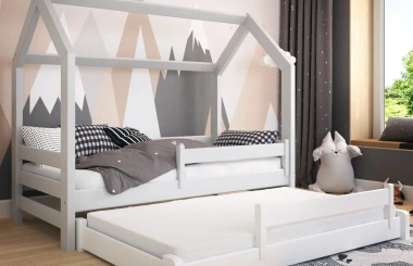 Hausbett, Ausziehbett, Kinderbett DUOMI HAUSE - Kubuk Moebel