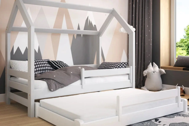 Hausbett, Ausziehbett, Kinderbett DUOMI HAUSE - Kubuk Moebel