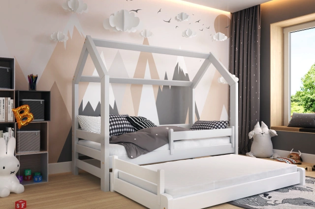 Hausbett, Ausziehbett, Kinderbett DUOMI HAUSE - Kubuk Moebel