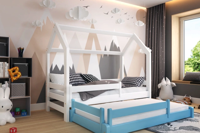 Hausbett, Ausziehbett, Kinderbett DUOMI HAUSE - Kubuk Moebel