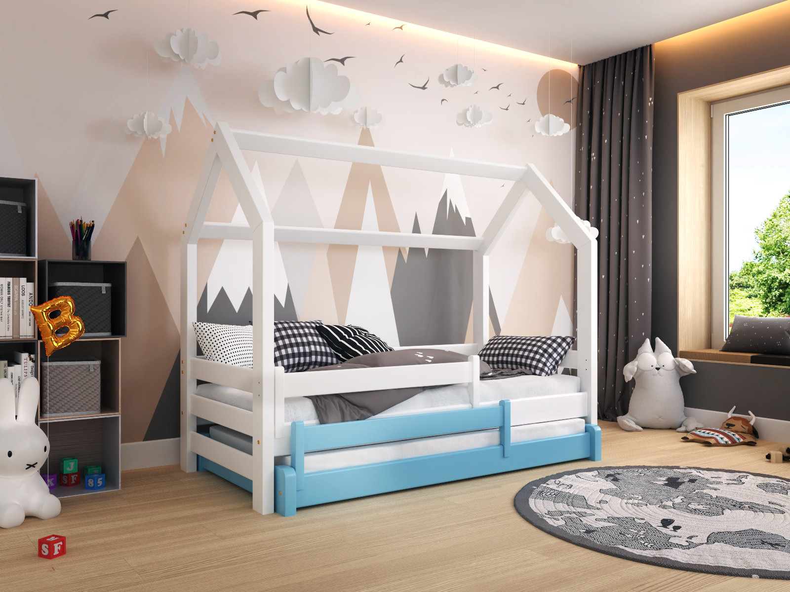 Hausbett, Ausziehbett, Kinderbett DUOMI HAUSE - Kubuk Moebel