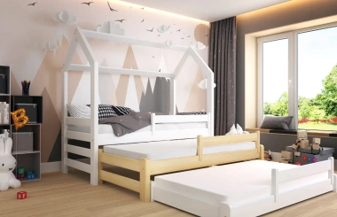 Hausbett, Ausziehbett, Kinderbett TRIOMI HAUSE - Kubuk Moebel