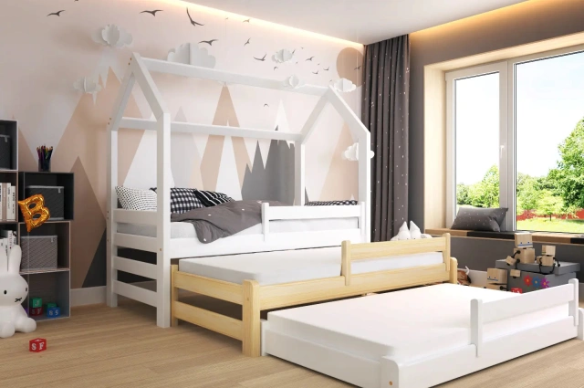 Hausbett, Ausziehbett, Kinderbett TRIOMI HAUSE - Kubuk Moebel