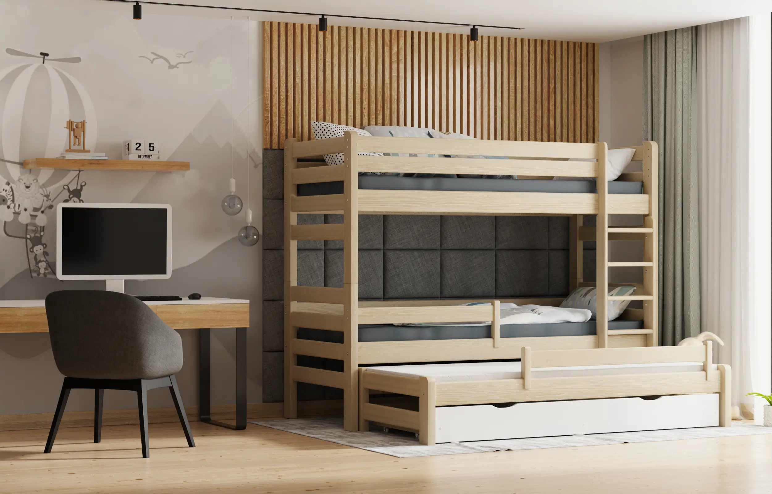 Etagenbett, Kinderbett Pietrus Midi Plus - Kubuk Moebel