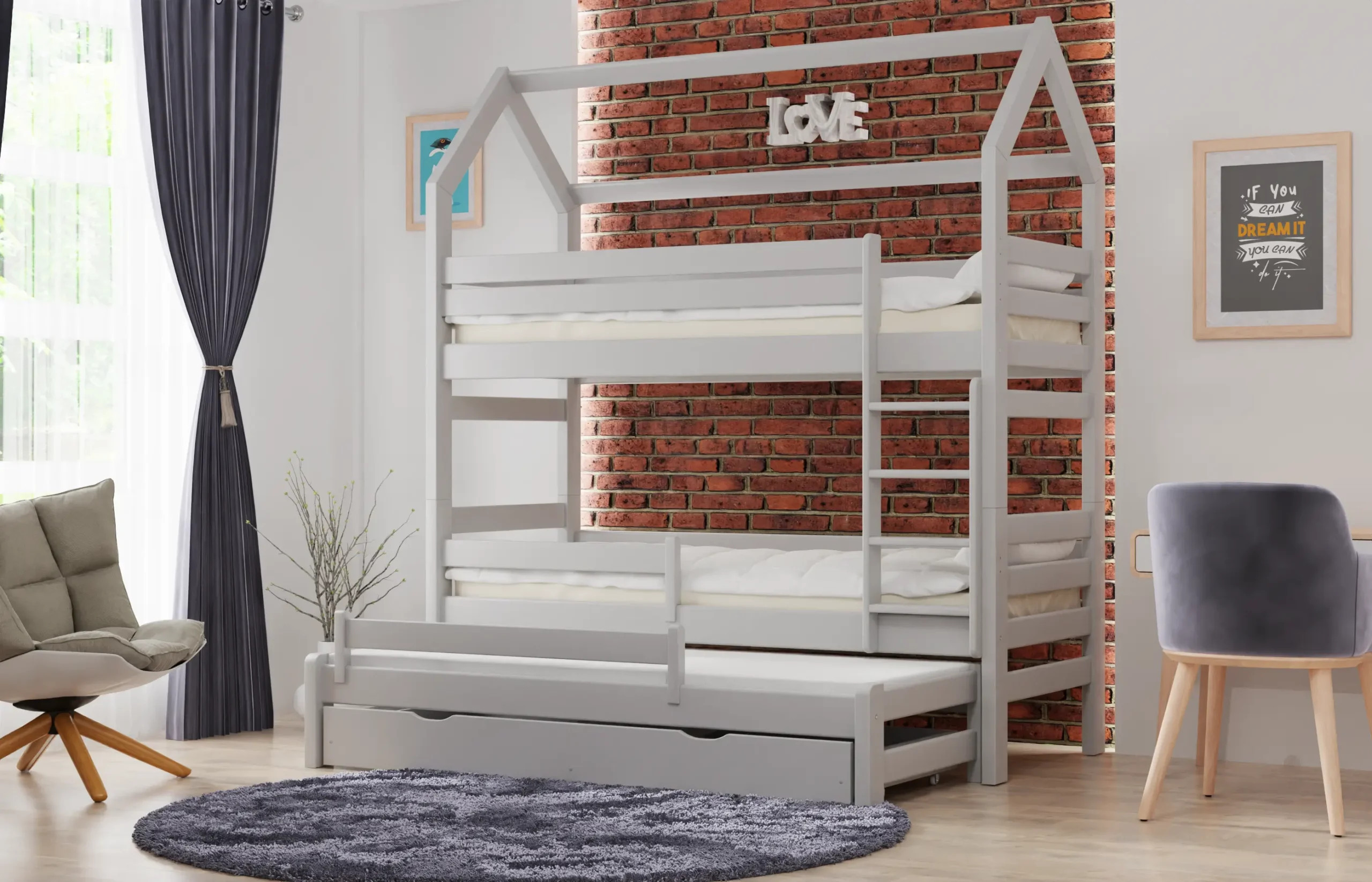 Etagenbett, Kinderbett Pietrus Midi Plus - Kubuk Moebel