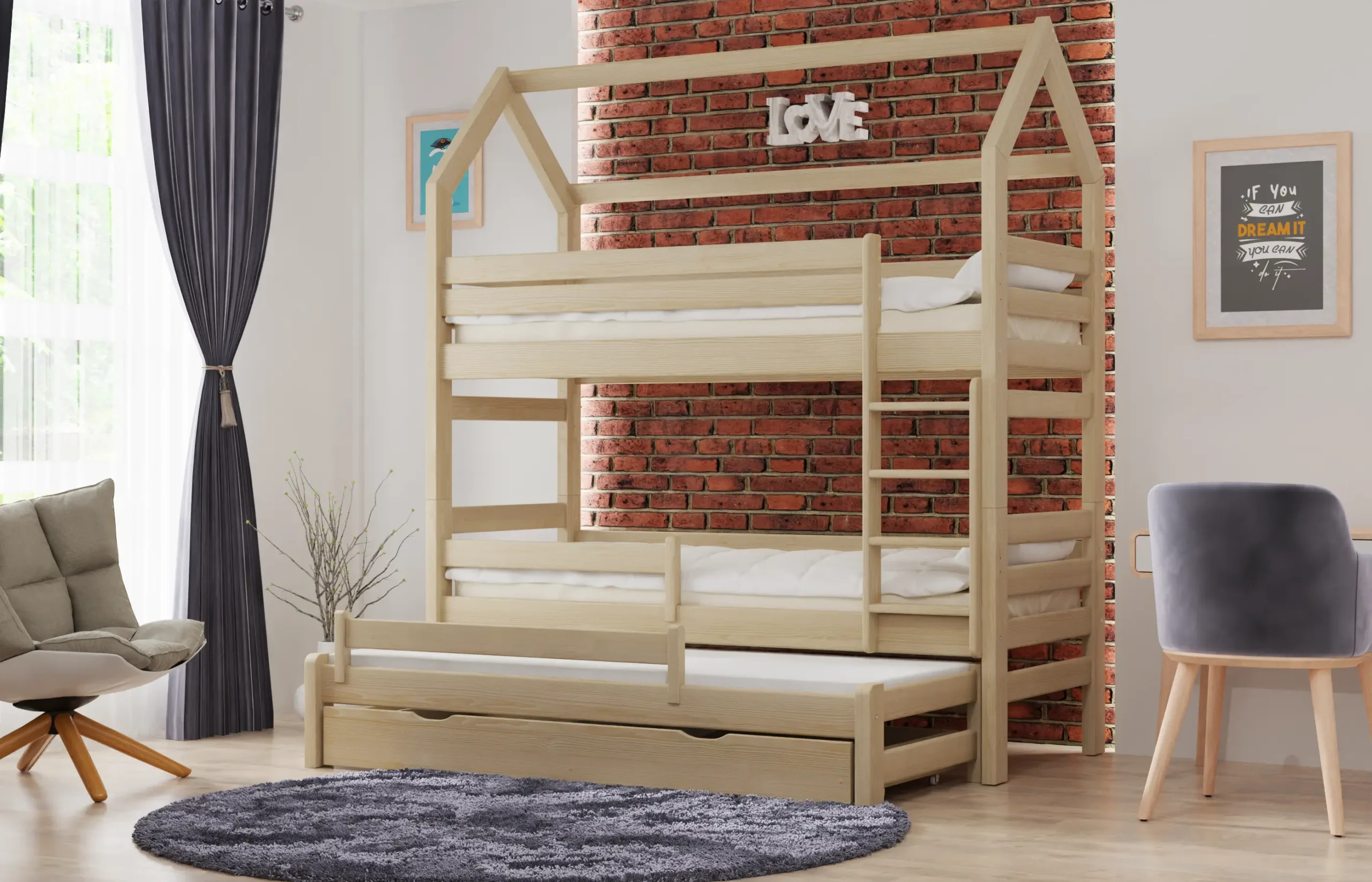 Etagenbett, Kinderbett Pietrus Midi Plus - Kubuk Moebel