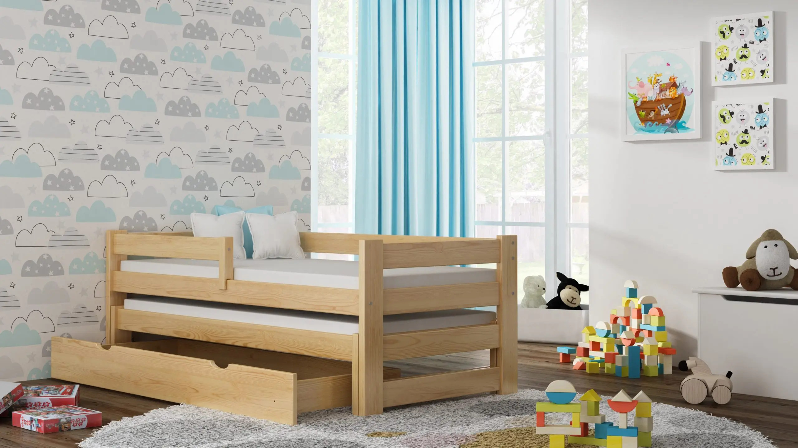 Ausziehbett, Kinderbett, Doppelbett TOMI DUO - Kubuk Moebel