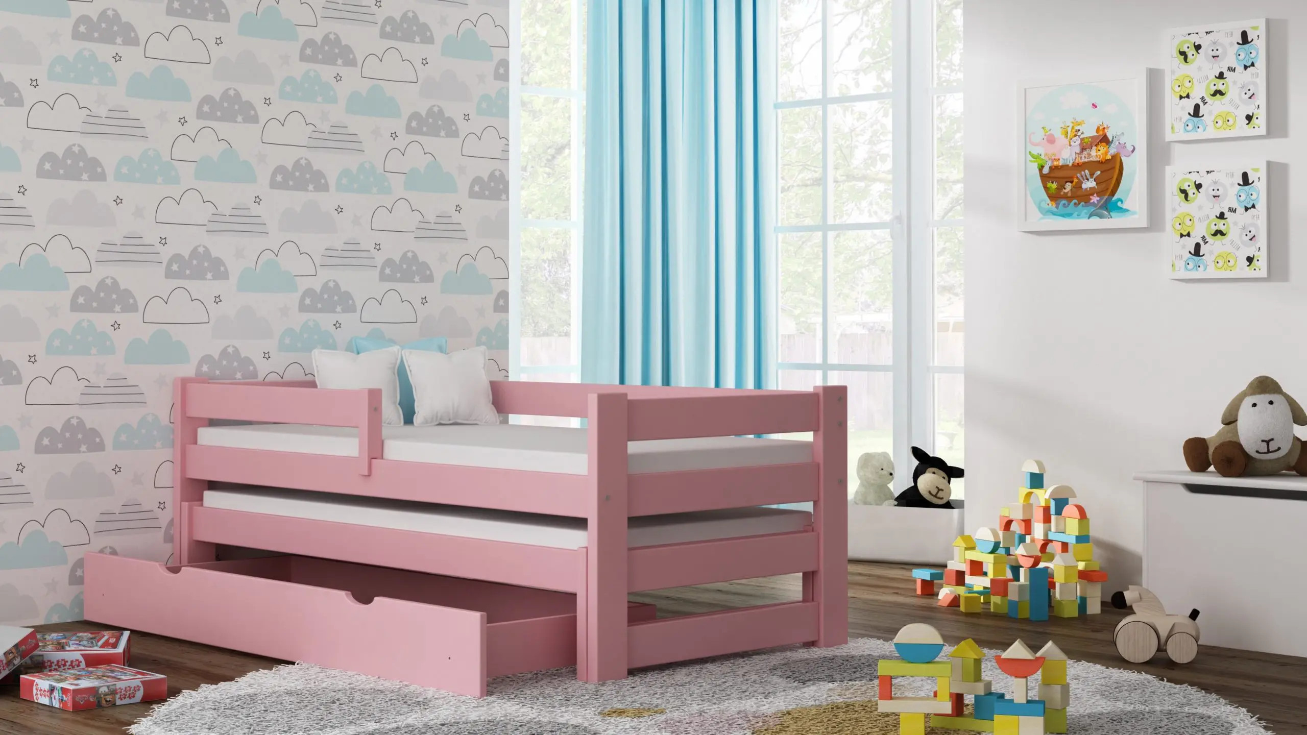 Ausziehbett, Kinderbett, Doppelbett TOMI DUO - Kubuk Moebel