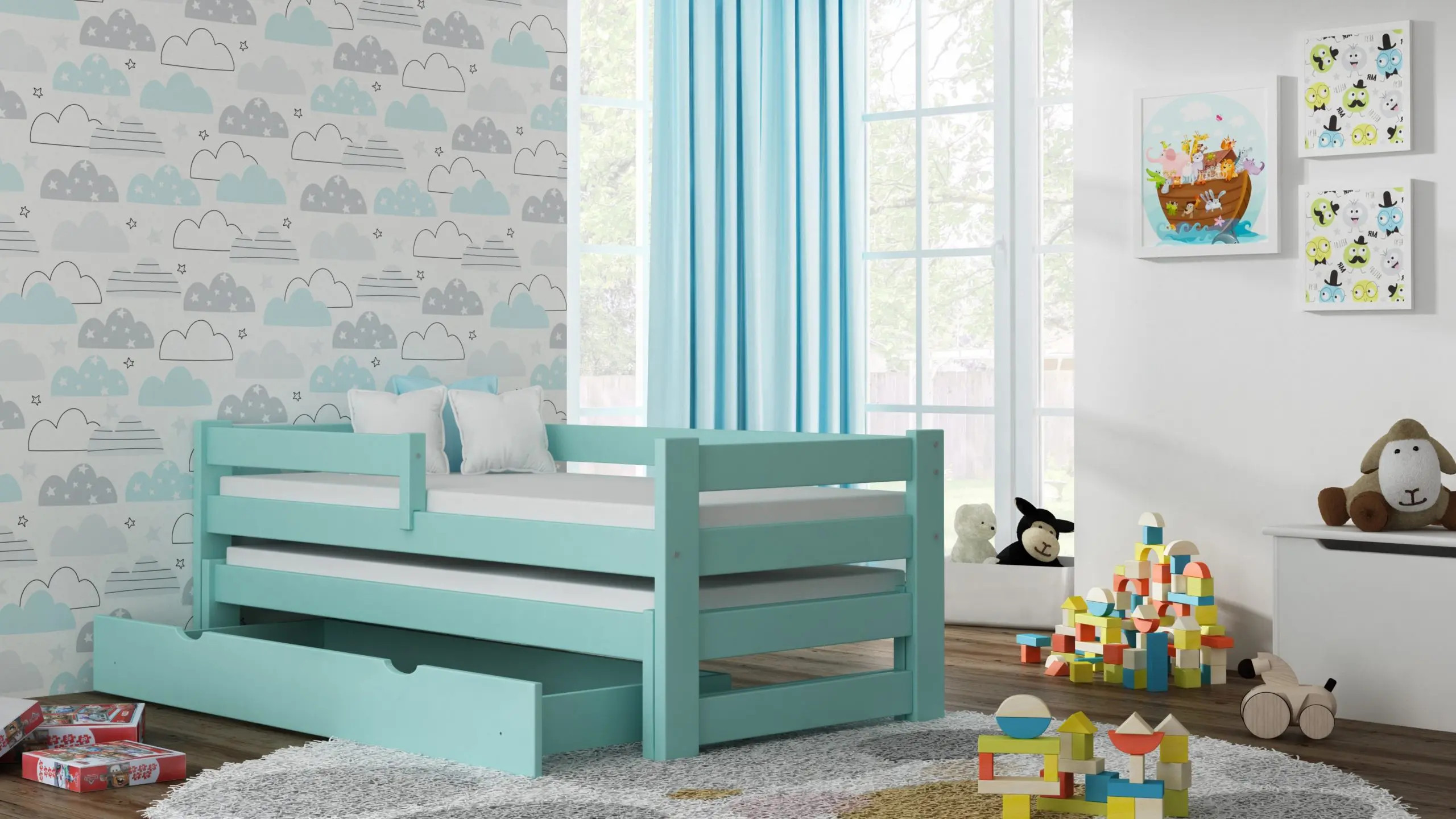 Ausziehbett, Kinderbett, Doppelbett TOMI DUO - Kubuk Moebel