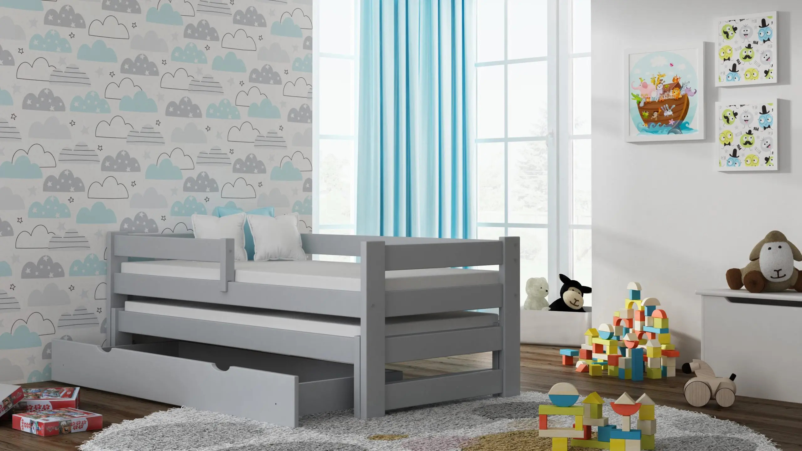 Ausziehbett, Kinderbett, Doppelbett TOMI DUO - Kubuk Moebel