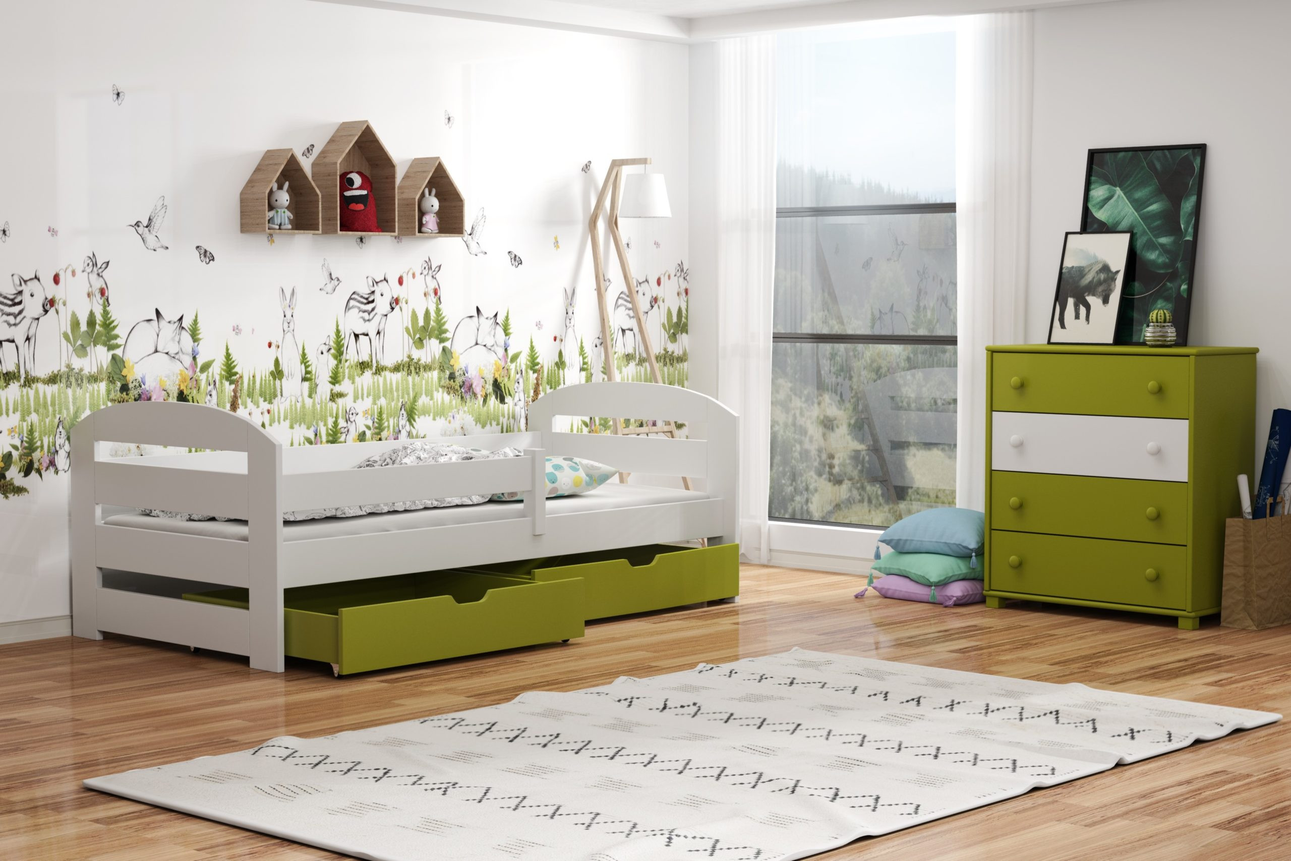 Einzelbett, Kinderbett KAMI - Kubuk Moebel