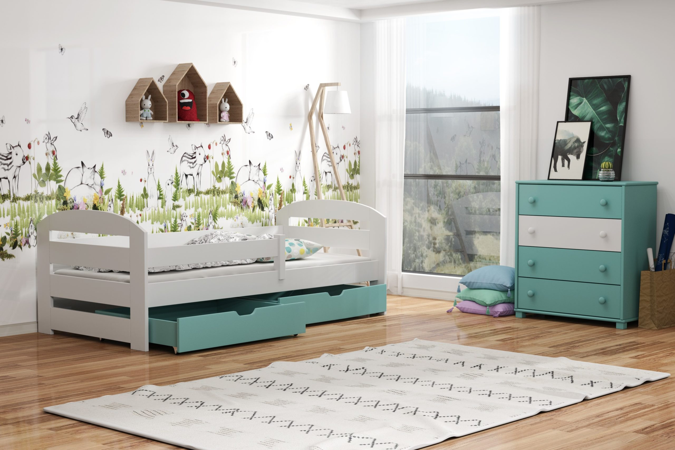 Einzelbett, Kinderbett KAMI - Kubuk Moebel