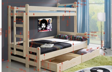 Etagenbett BENIAMIN für 3 Personen - Kubuk Moebel