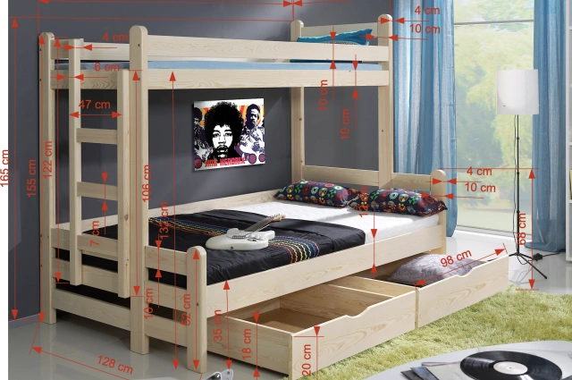 Etagenbett BENIAMIN für 3 Personen - Kubuk Moebel
