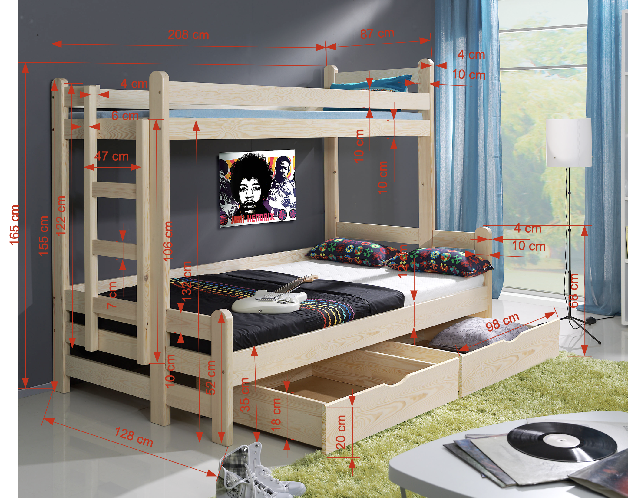 Etagenbett BENIAMIN für 3 Personen - Kubuk Moebel