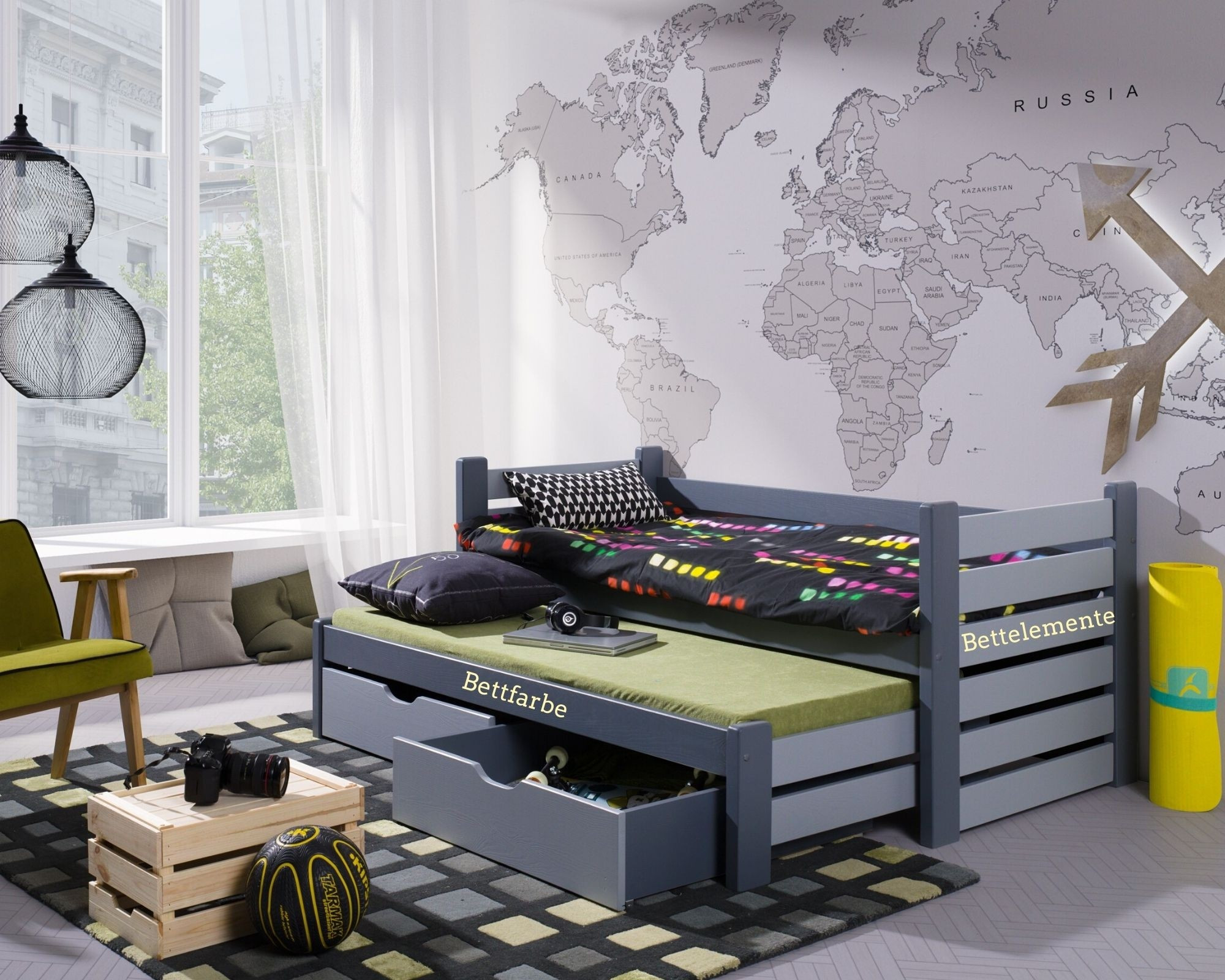 Ausziehbett, Kinderbett, Doppelbett MATI - Kubuk Moebel