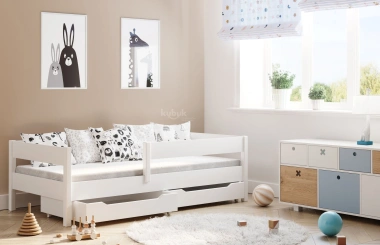 Einzelbett, Kinderbett MIX mit Rausfallschutz Sofortlieferung - Kubuk Moebel