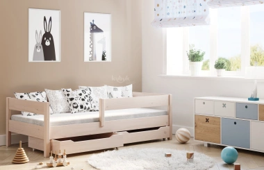 Einzelbett, Kinderbett MIX mit Rausfallschutz Sofortlieferung - Kubuk Moebel