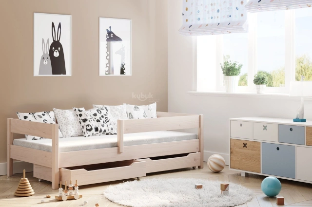 Einzelbett, Kinderbett MIX mit Rausfallschutz Sofortlieferung - Kubuk Moebel