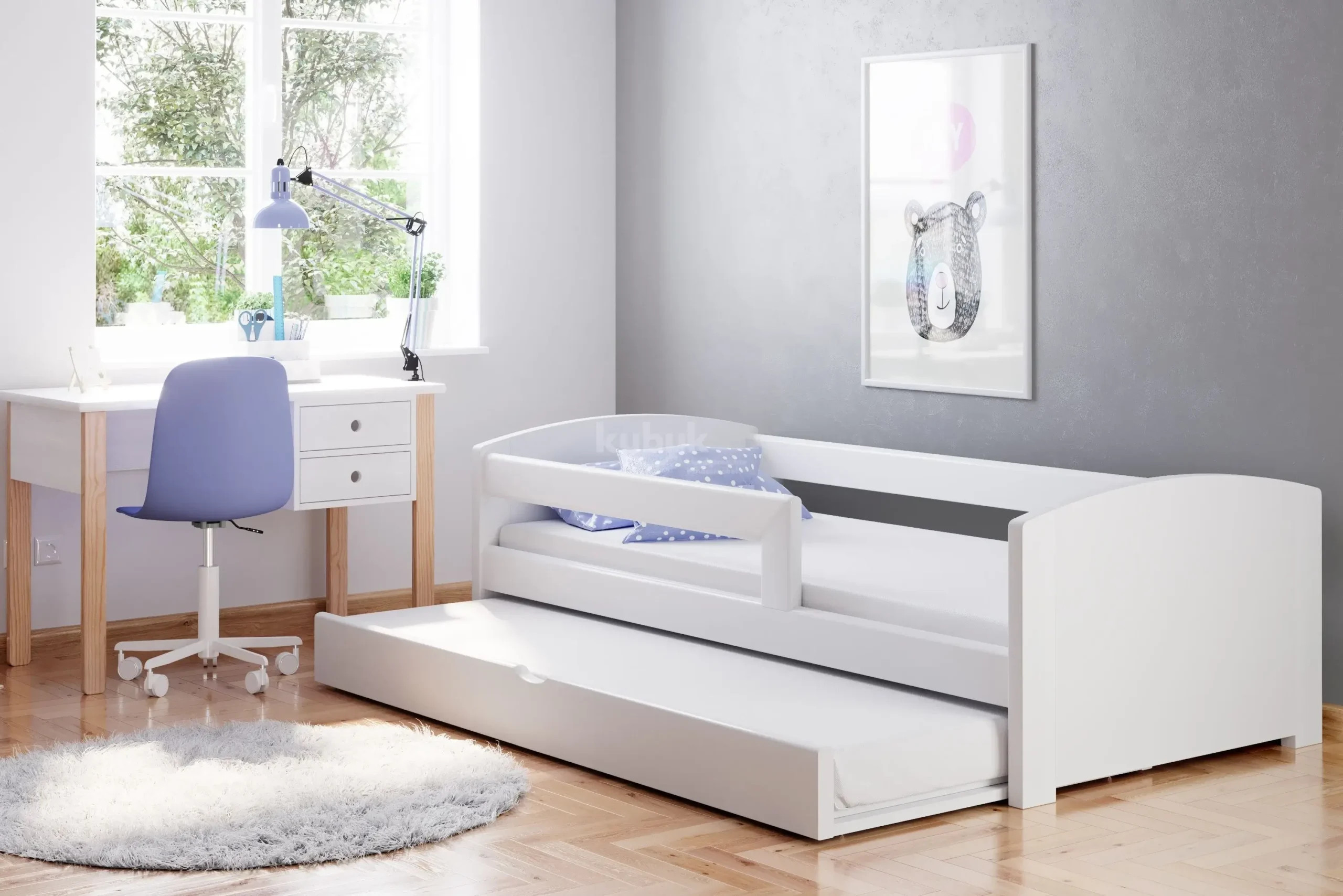 Einzelbett, Ausziehbett, Kinderbett aus massivem Fichtenholz TEDI - Kubuk Moebel Einzelbett, Ausziehbett, Kinderbett aus massivem Fichtenholz TEDI - Kubuk Moebel